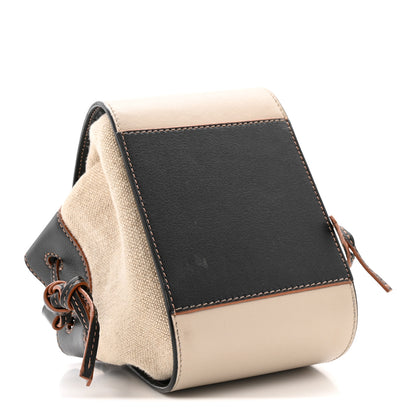 Loewe Calfskin Linen Mini Hammock Shoulder Bag Light Oat Black 4 of 13