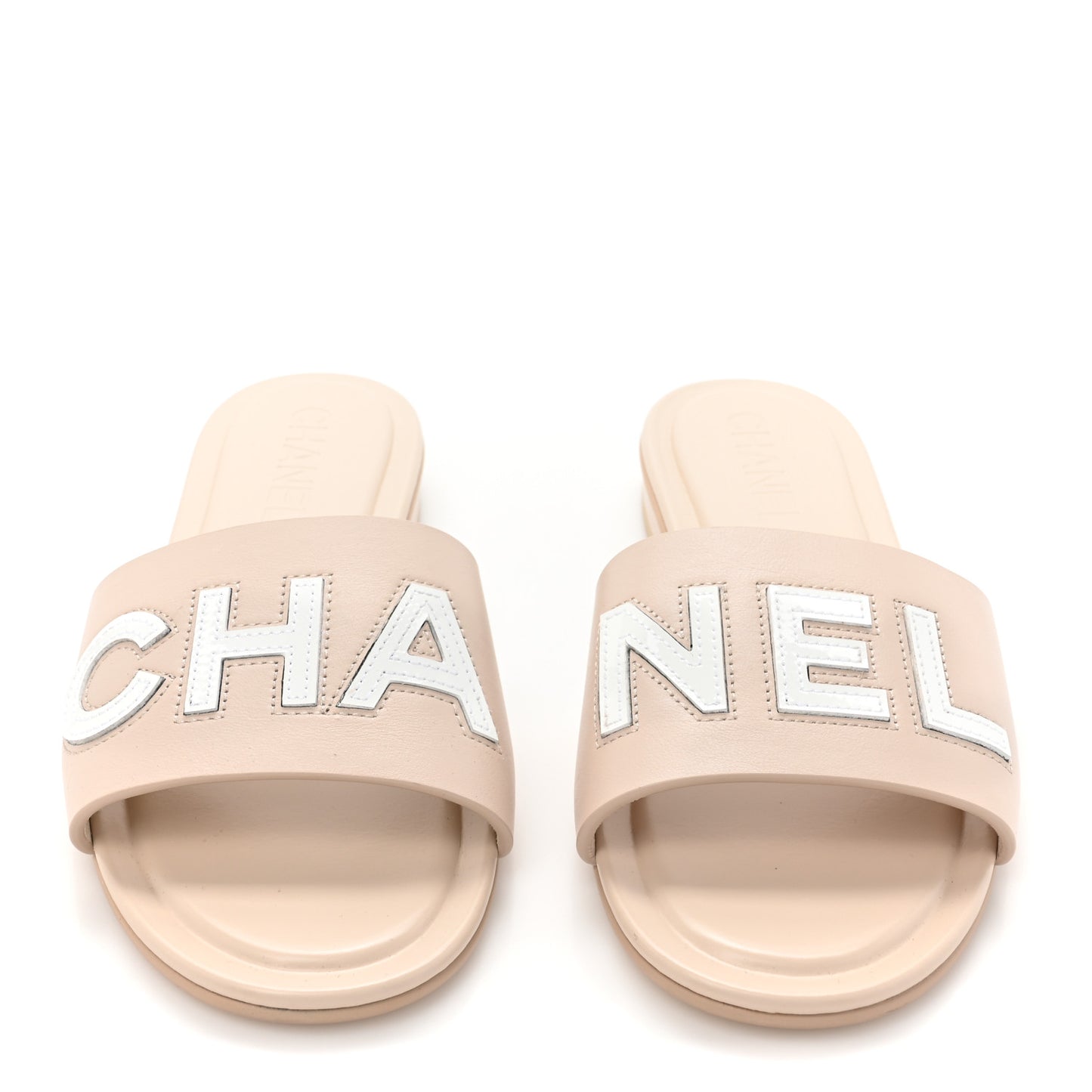 Calfskin Patent Calfskin Logo Mules 39 Beige