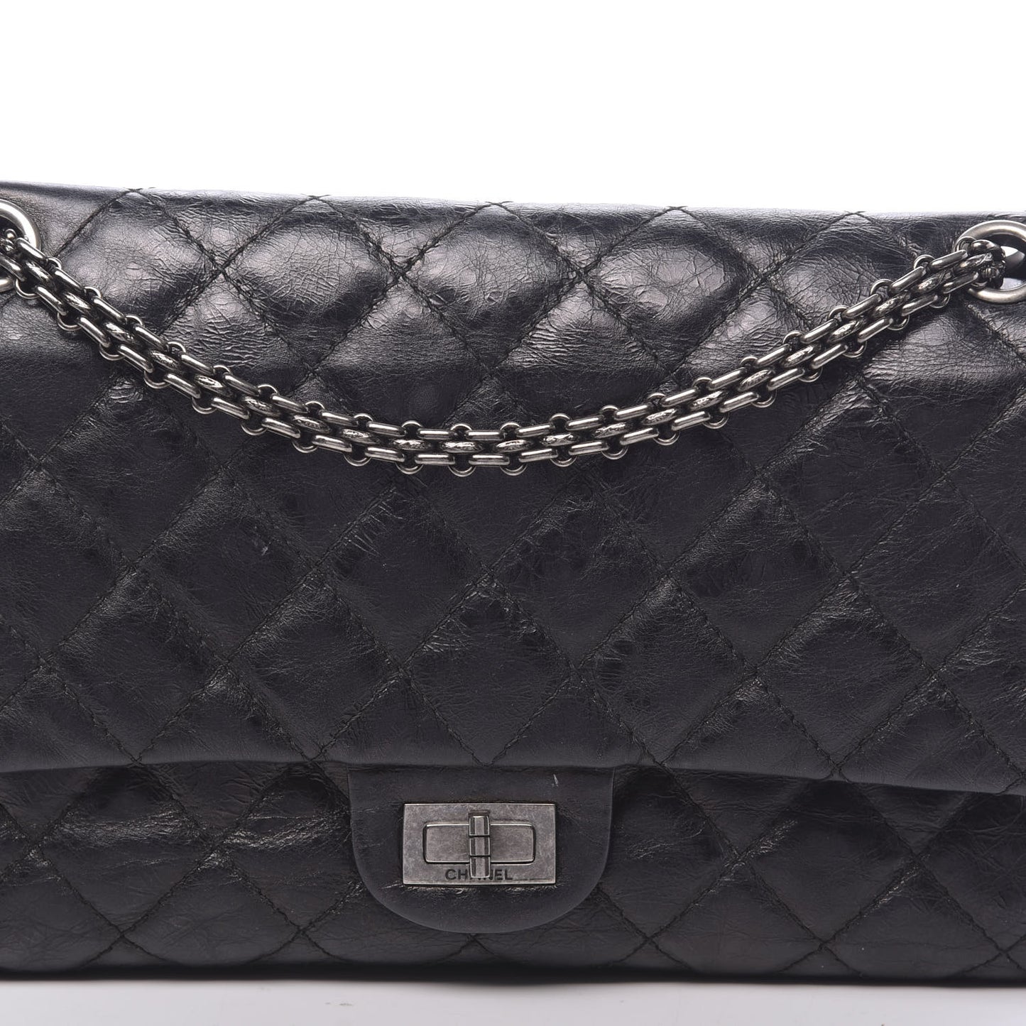 Metallic Aged Calfskin Quilted 2.55 Reissue 226 Flap Black