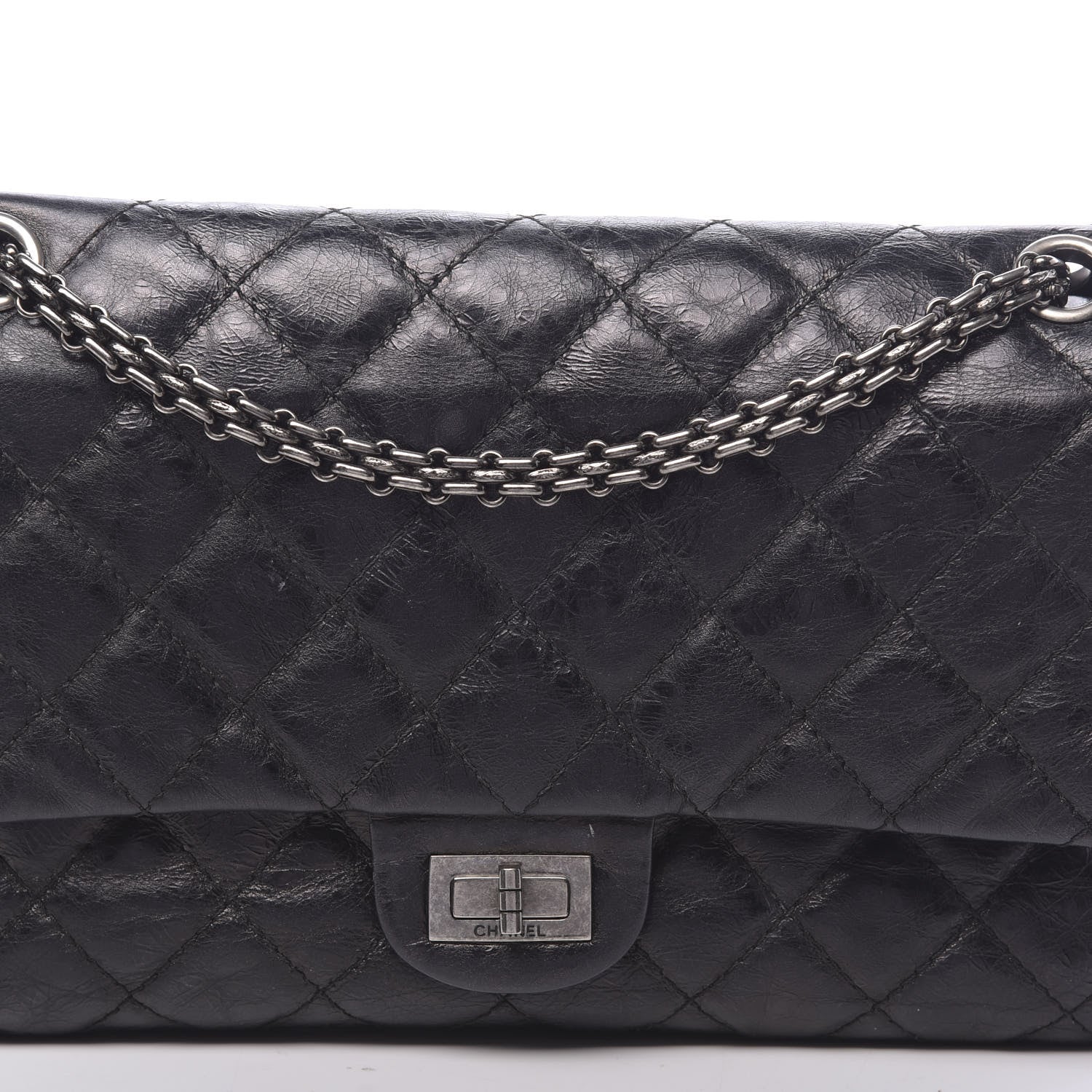 Chanel Metallic Aged Calfskin Quilted 2.55 Reissue 226 Flap Black 12 of 13