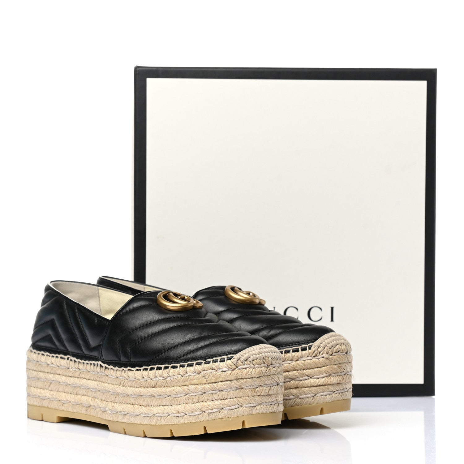 Gucci Nappa Matelasse GG Marmont Platform Espadrilles 39 Black 10 of 10