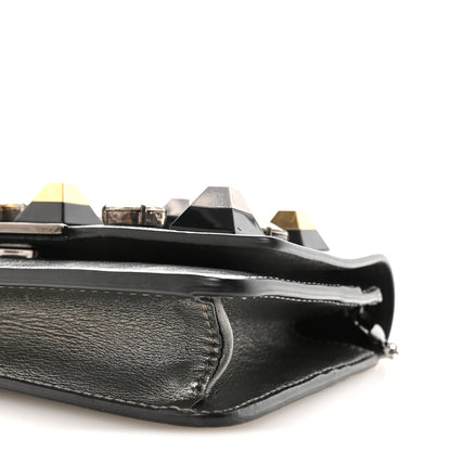 Fendi Glossy Calfskin Crystal Studded Tube Wallet On Chain Graphite 9 of 9