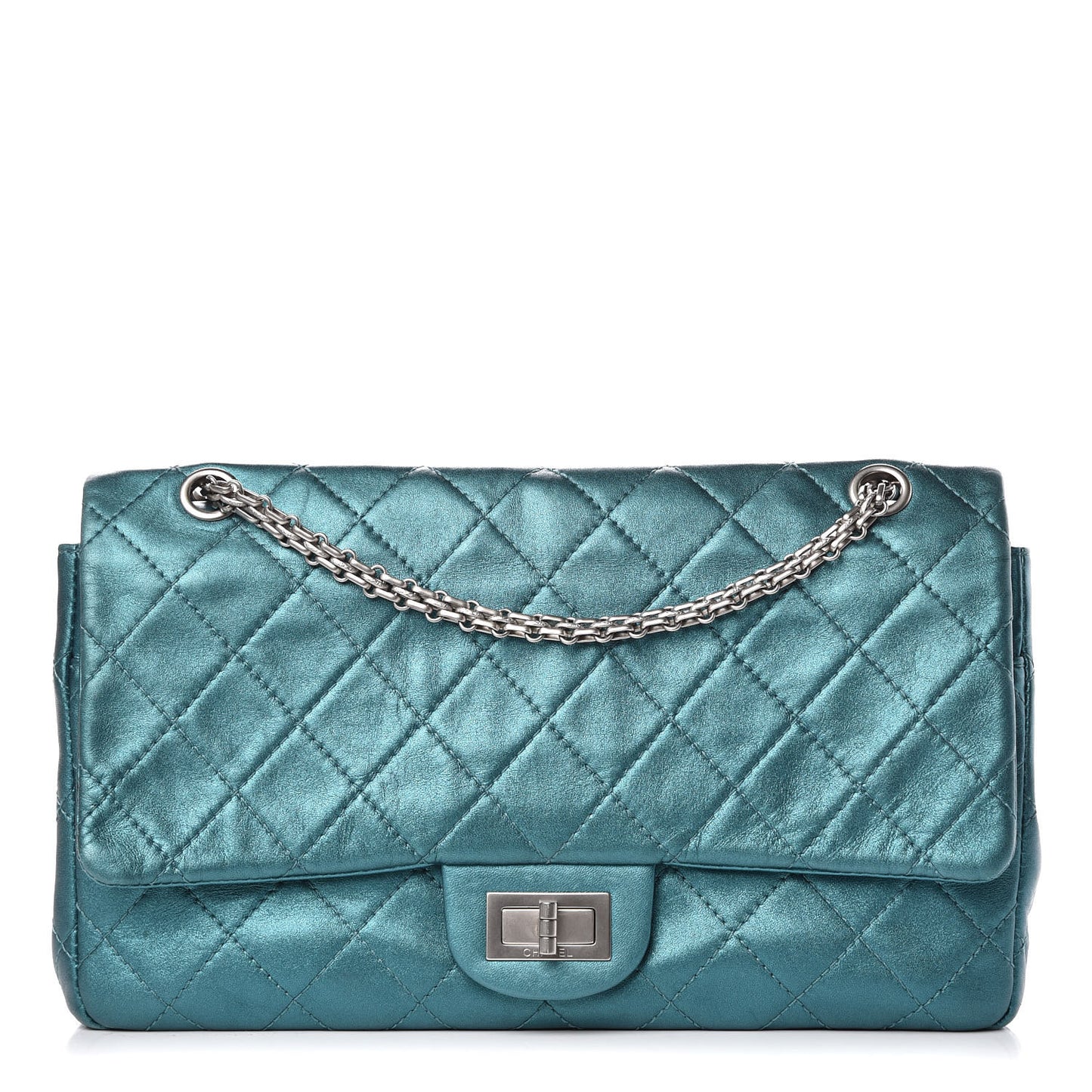 Metallic Calfskin Quilted 2.55 Reissue 227 Flap Turquoise