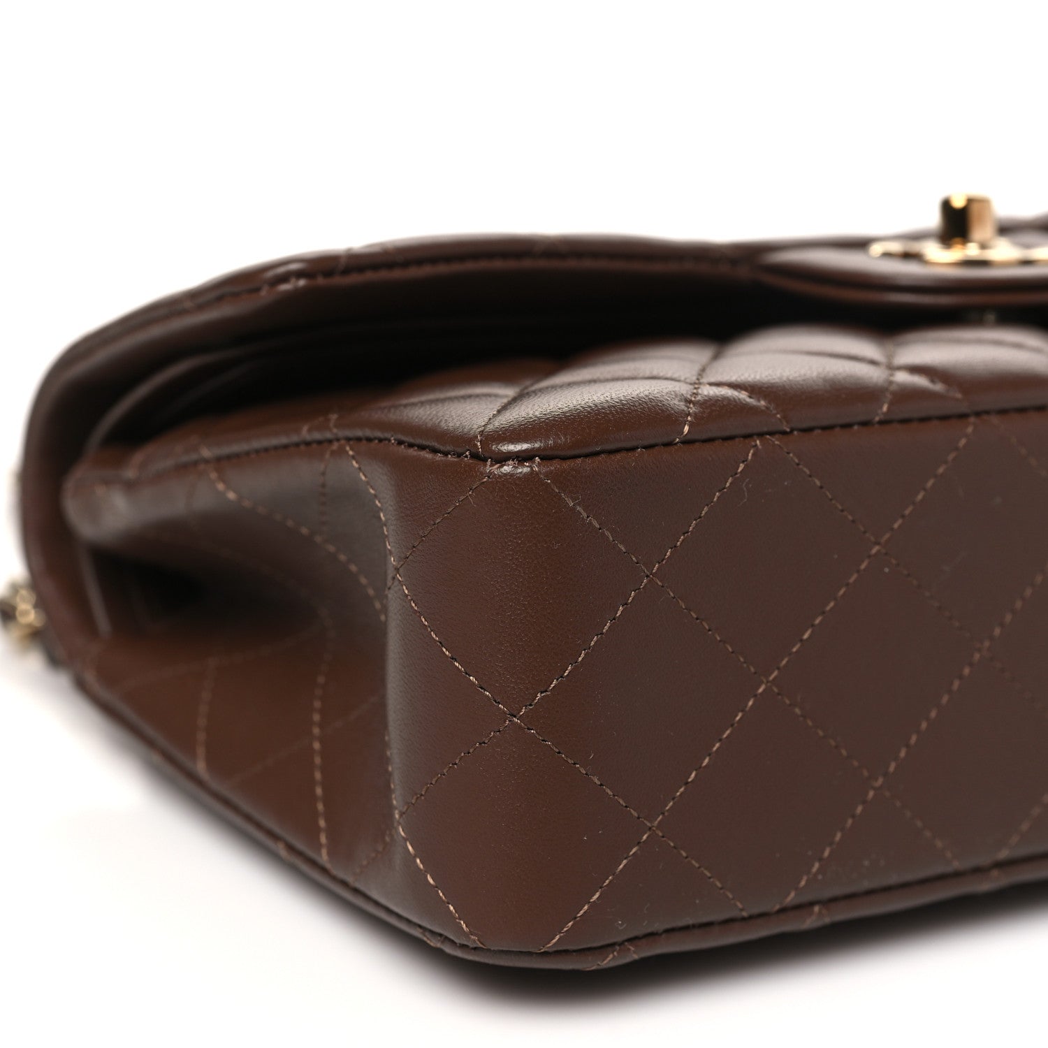 Chanel Lambskin Quilted Small Double Flap Dark Brown 9 of 10