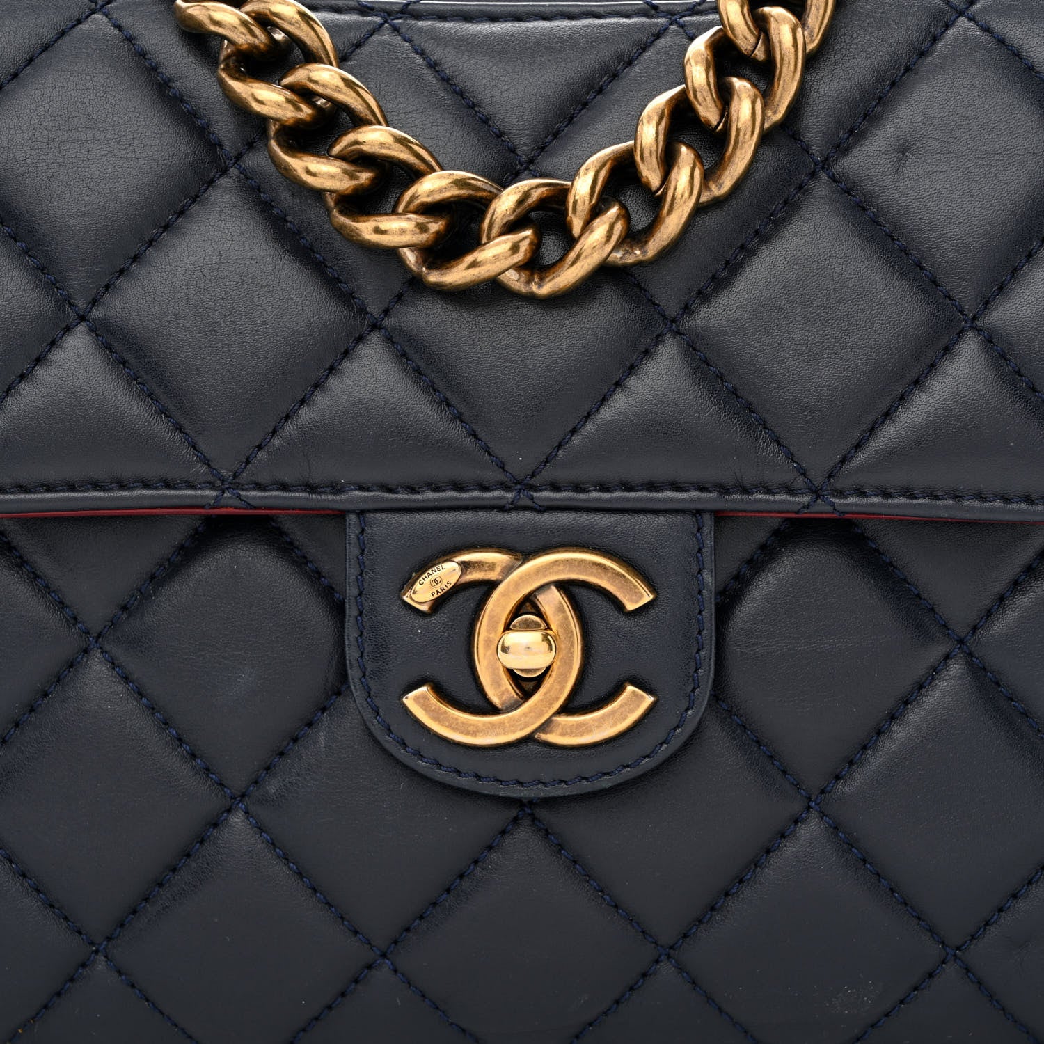 Chanel Calfskin Quilted Large Perfect Edge Flap Navy 8 of 12