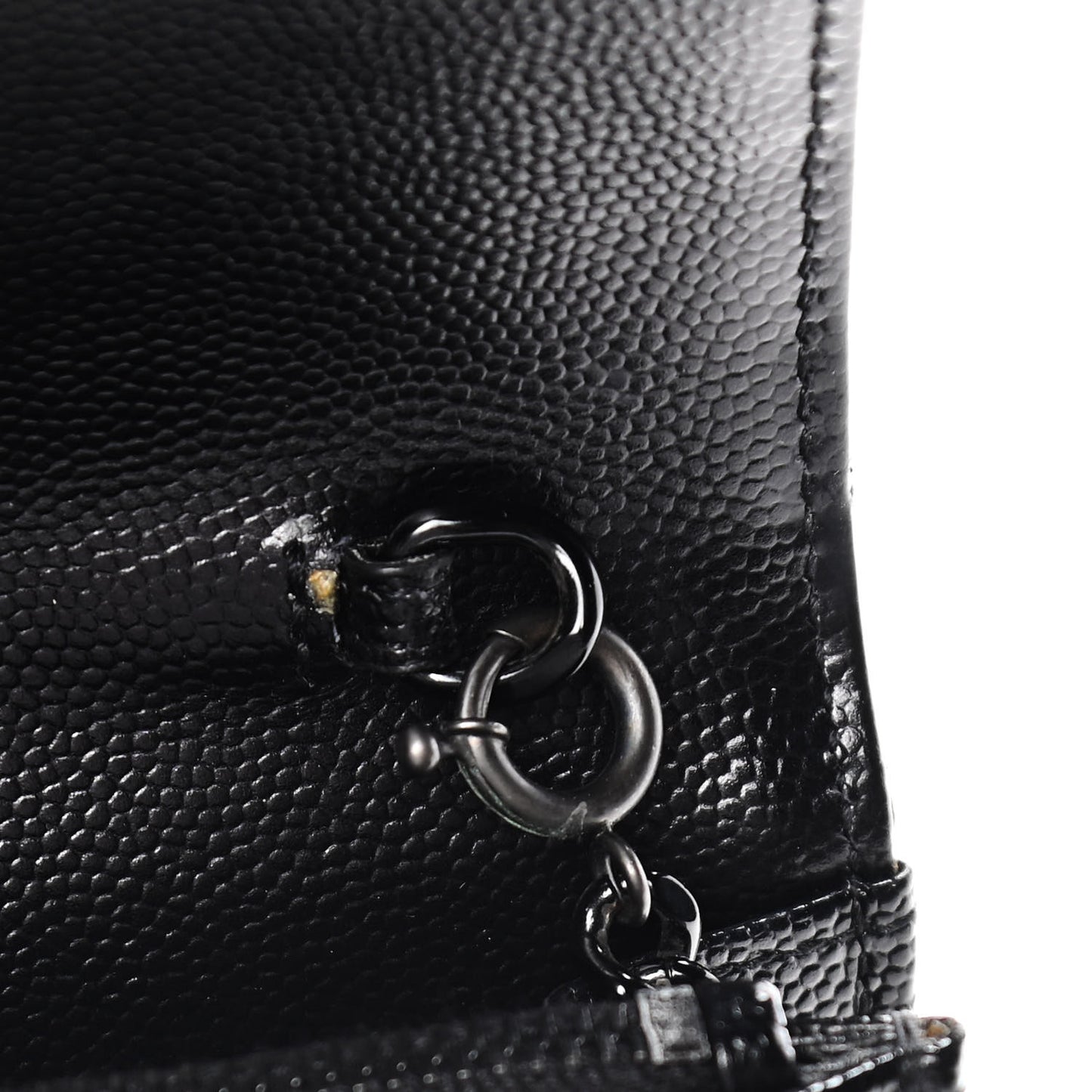 Grain De Poudre Matelasse Chevron Monogram Envelope Chain Wallet Black