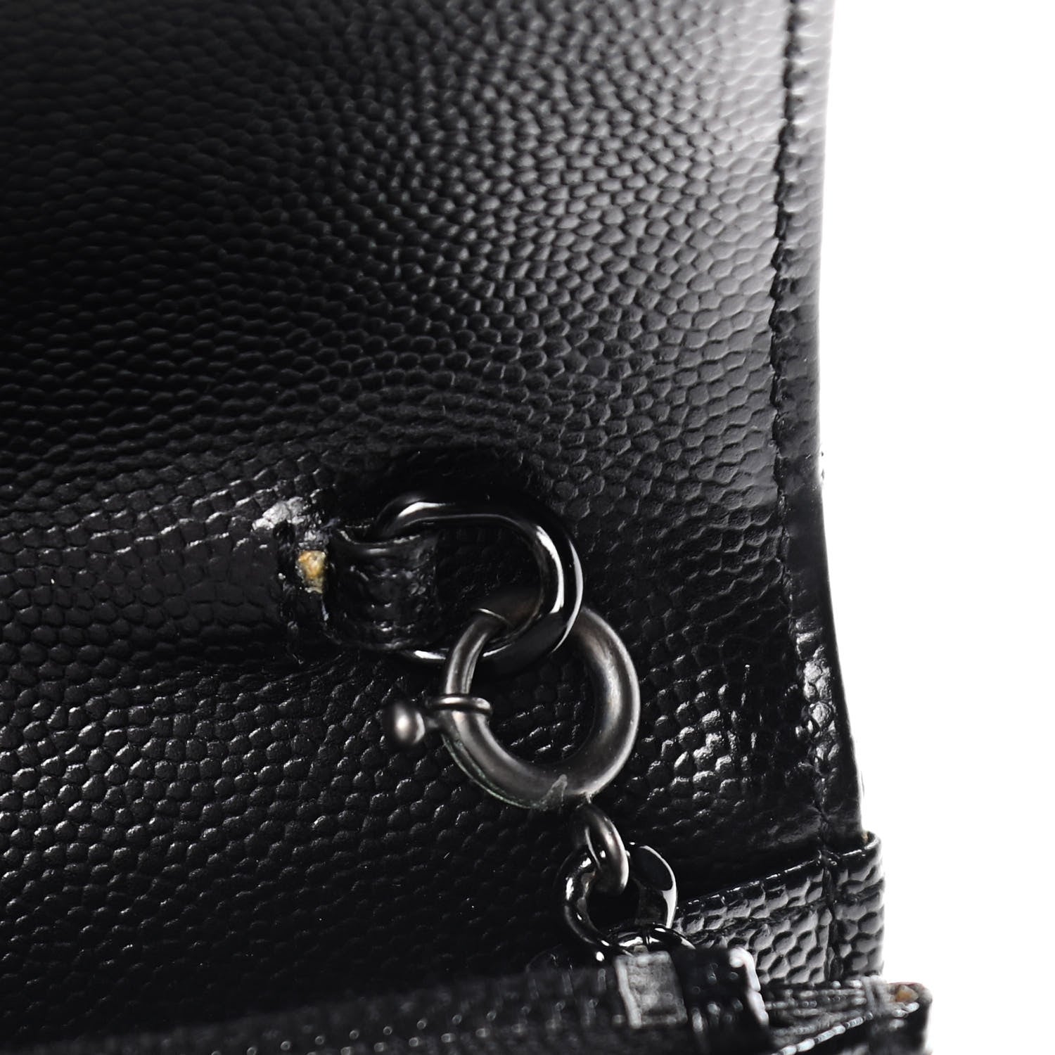Saint Laurent Grain De Poudre Matelasse Chevron Monogram Envelope Chain Wallet Black 8 of 14
