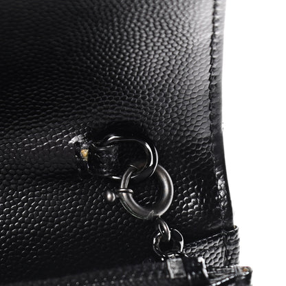 Saint Laurent Grain De Poudre Matelasse Chevron Monogram Envelope Chain Wallet Black 8 of 14