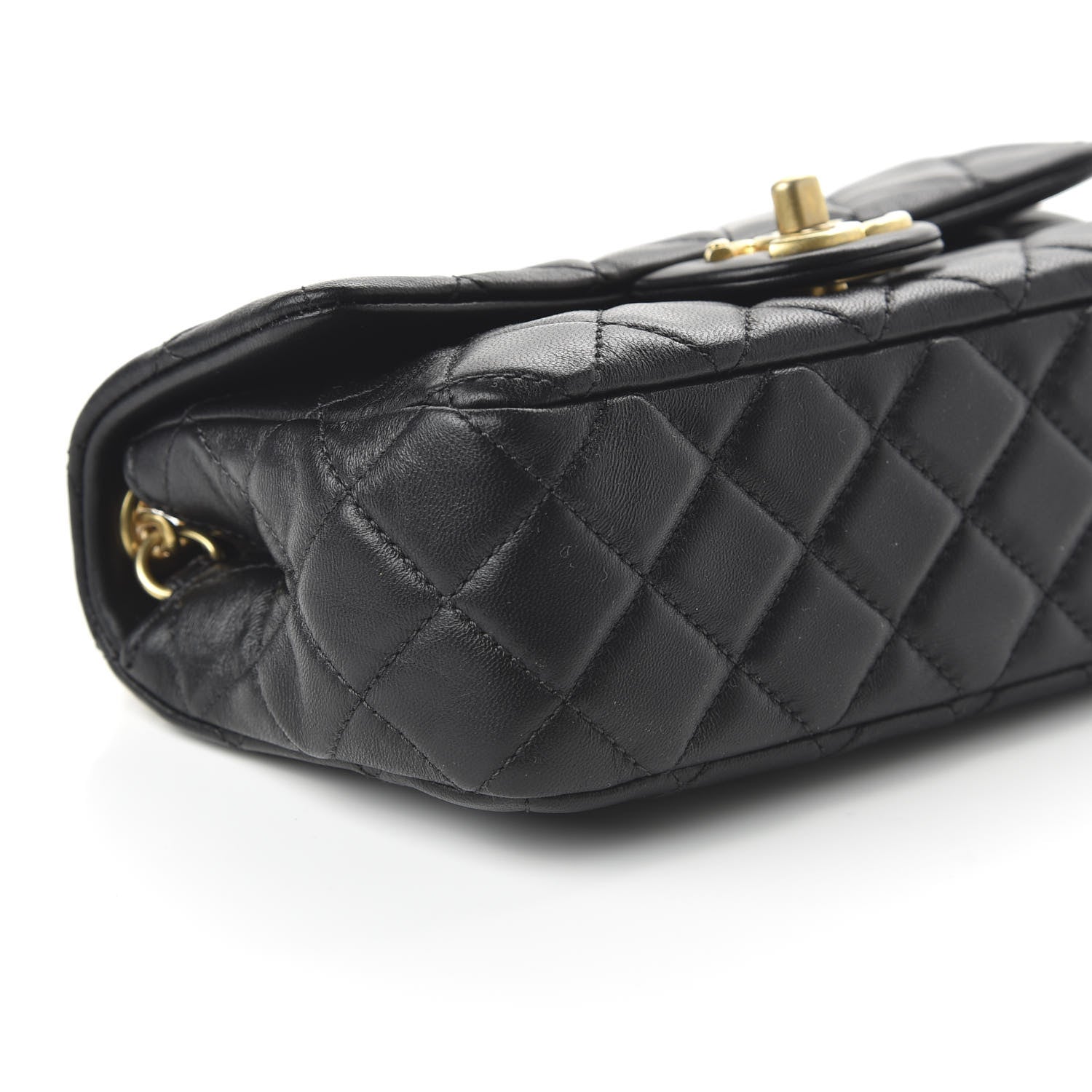 Chanel Lambskin Resin Quilted Mini Rectangular Pearl Samba Flap Black 6 of 10