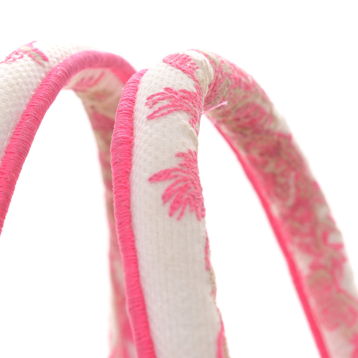 Transparent Canvas Embroidered Small Toile De Jouy Reverse Book Tote Fluorescent Pink