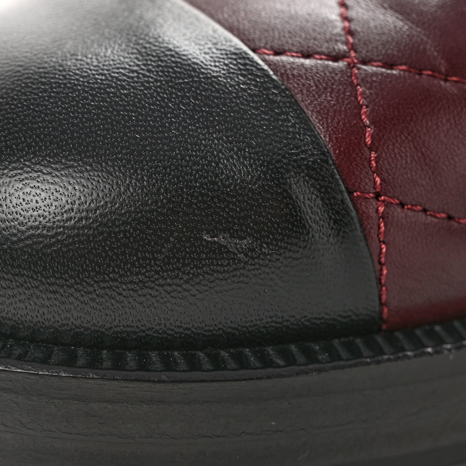 Chanel Lambskin Quilted Cap Toe CC Turnlock Booties 38 Burgundy Black 9 of 9