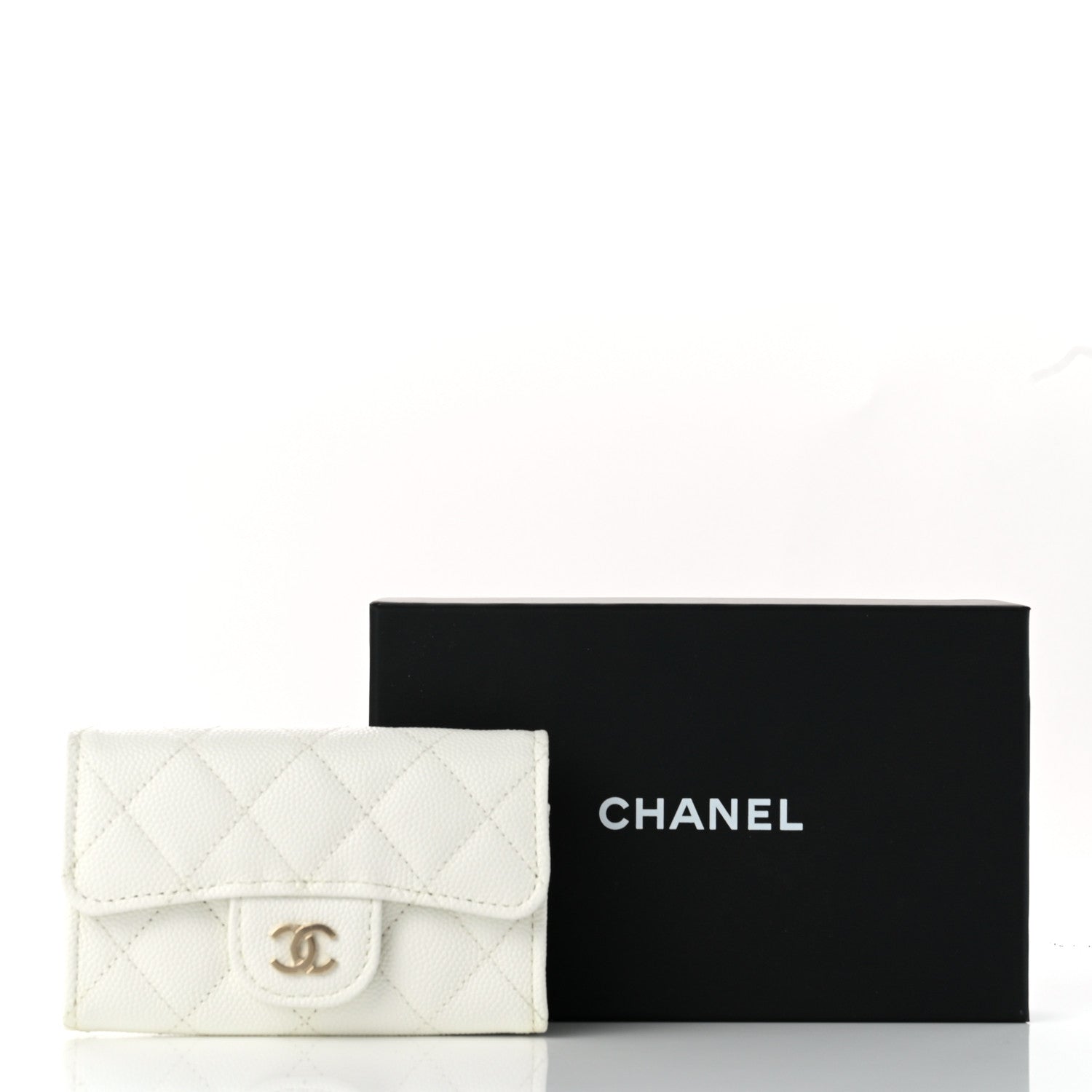 Chanel Caviar Quilted Flap Card Holder Wallet White 8 of 8