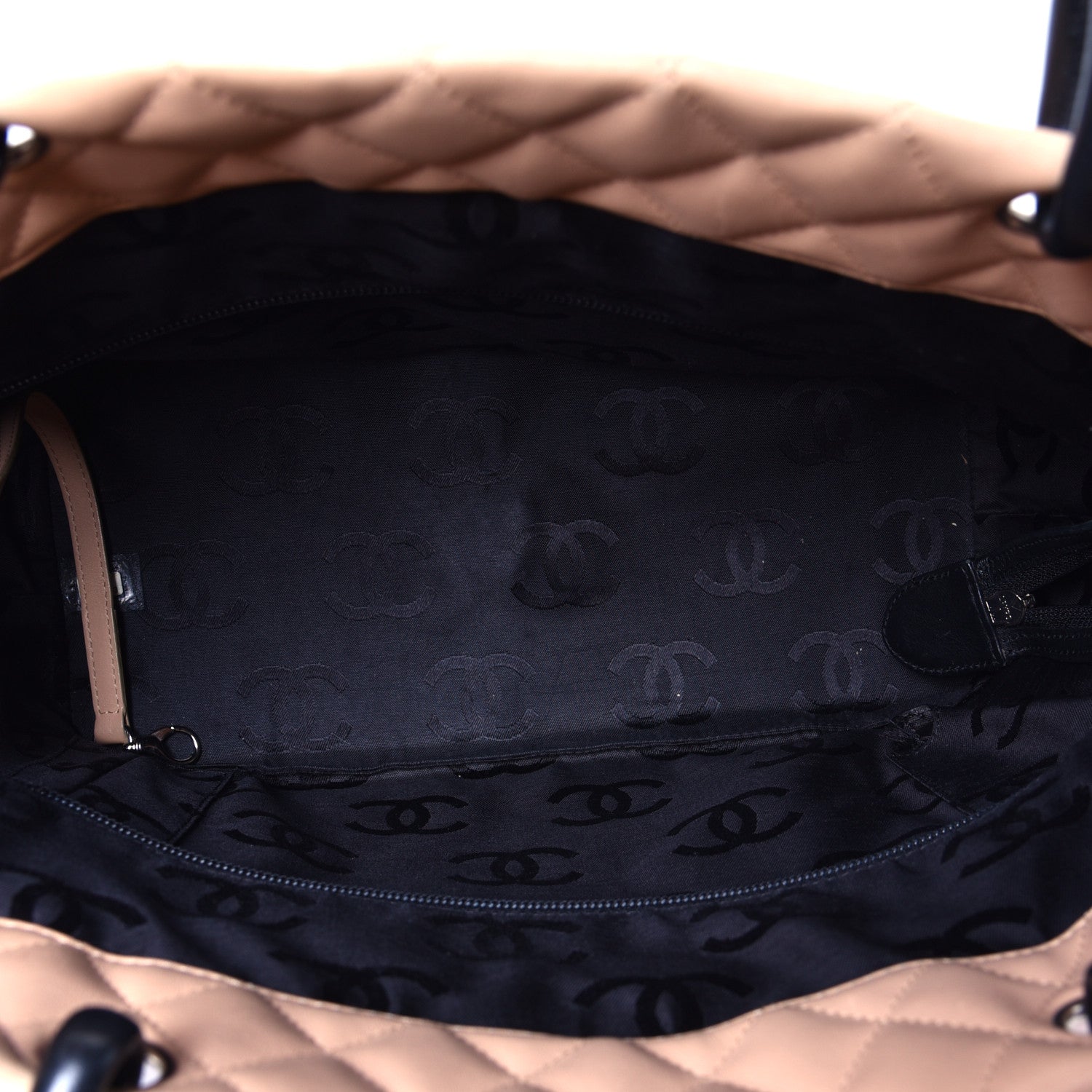 Chanel Calfskin Quilted Large Cambon Tote Beige Black 7 of 12