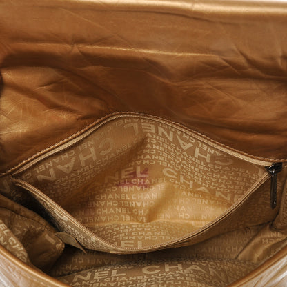 Chanel Aged Calfskin Quilted Vintage Ligne Messenger Flap Gold 8 of 10