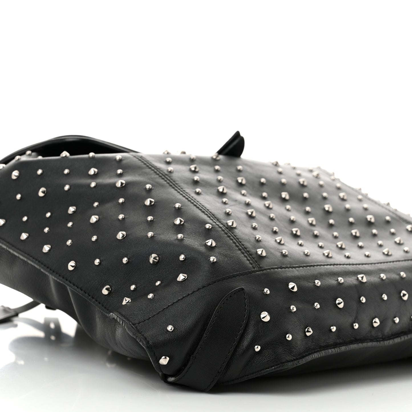 Calfskin Studded Padlock Backpack Black