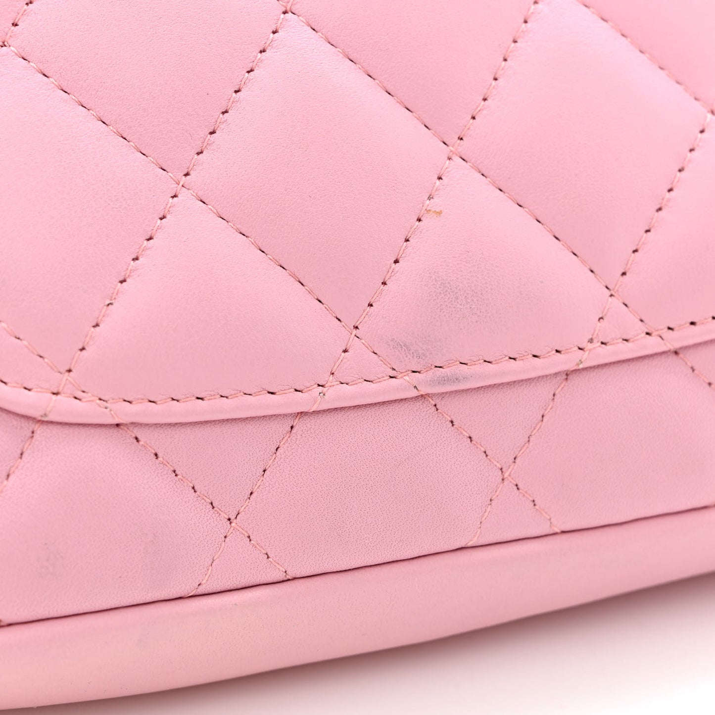 Calfskin Quilted Cambon Pochette Pink Black