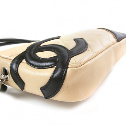 Chanel Calfskin Quilted Cambon Pochette Beige Black 6 of 14