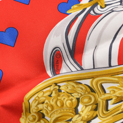 Hermes Silk Brides De Gala Love Scarf 90 Rouge Vif Marine White 4 of 5