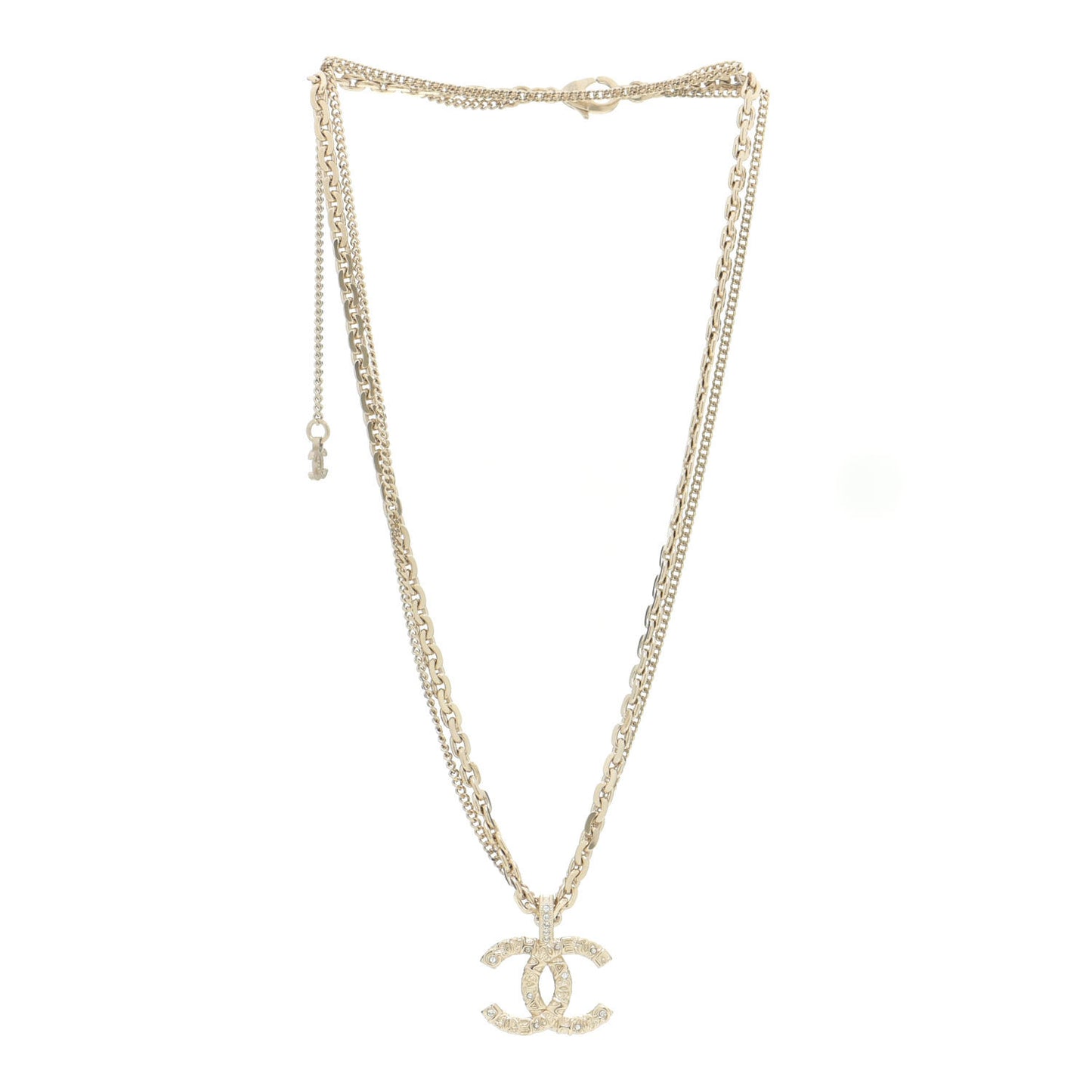 Crystal CC Multi Strand Chain Necklace Gold