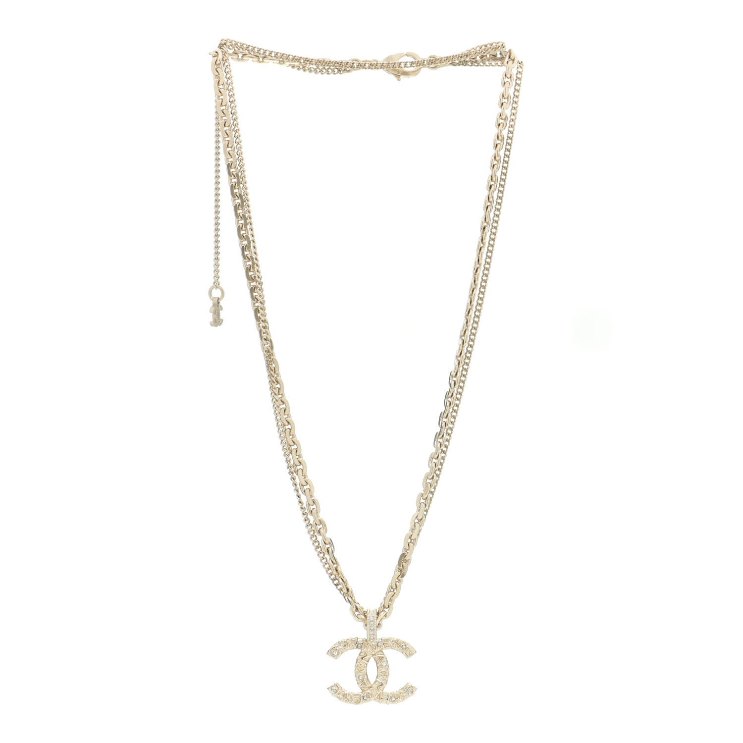 Chanel Crystal CC Multi Strand Chain Necklace Gold 3 of 6