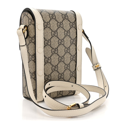 Gucci GG Supreme Monogram Azalea Calfskin Mini Horsebit 1955 Crossbody Bag Beige Ebony Mystic White 3 of 11