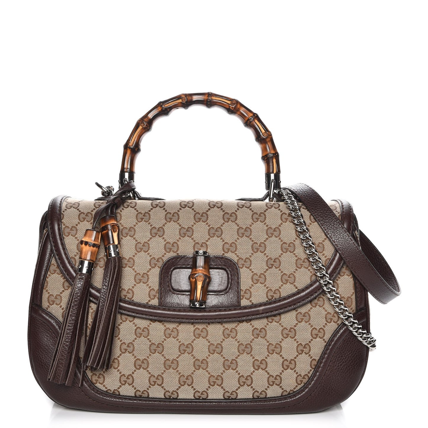 Monogram Large New Bamboo Top Handle Bag Brown