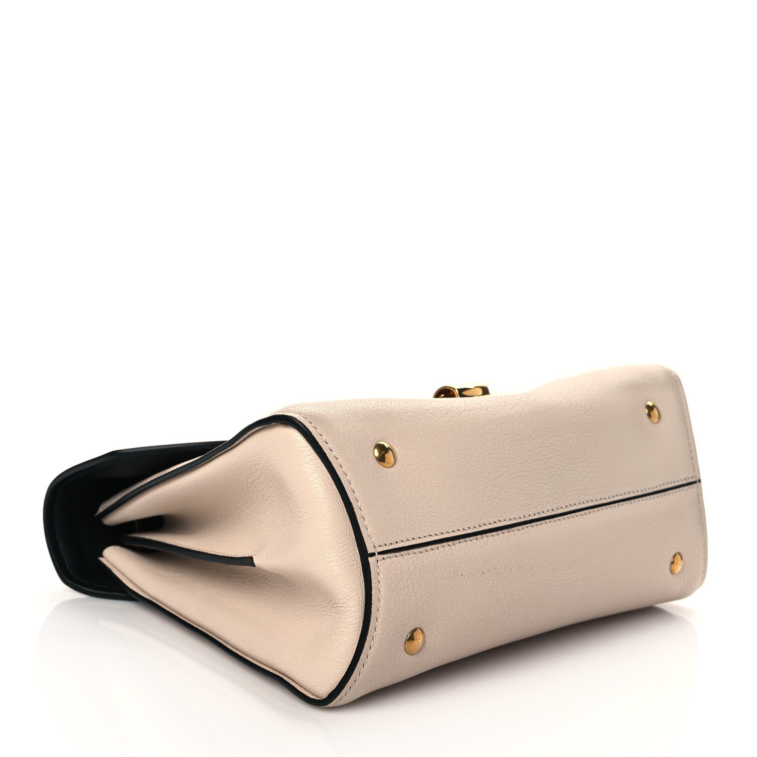 Salvatore Ferragamo Calfskin Margot Top Handle Satchel Beige Black 4 of 9