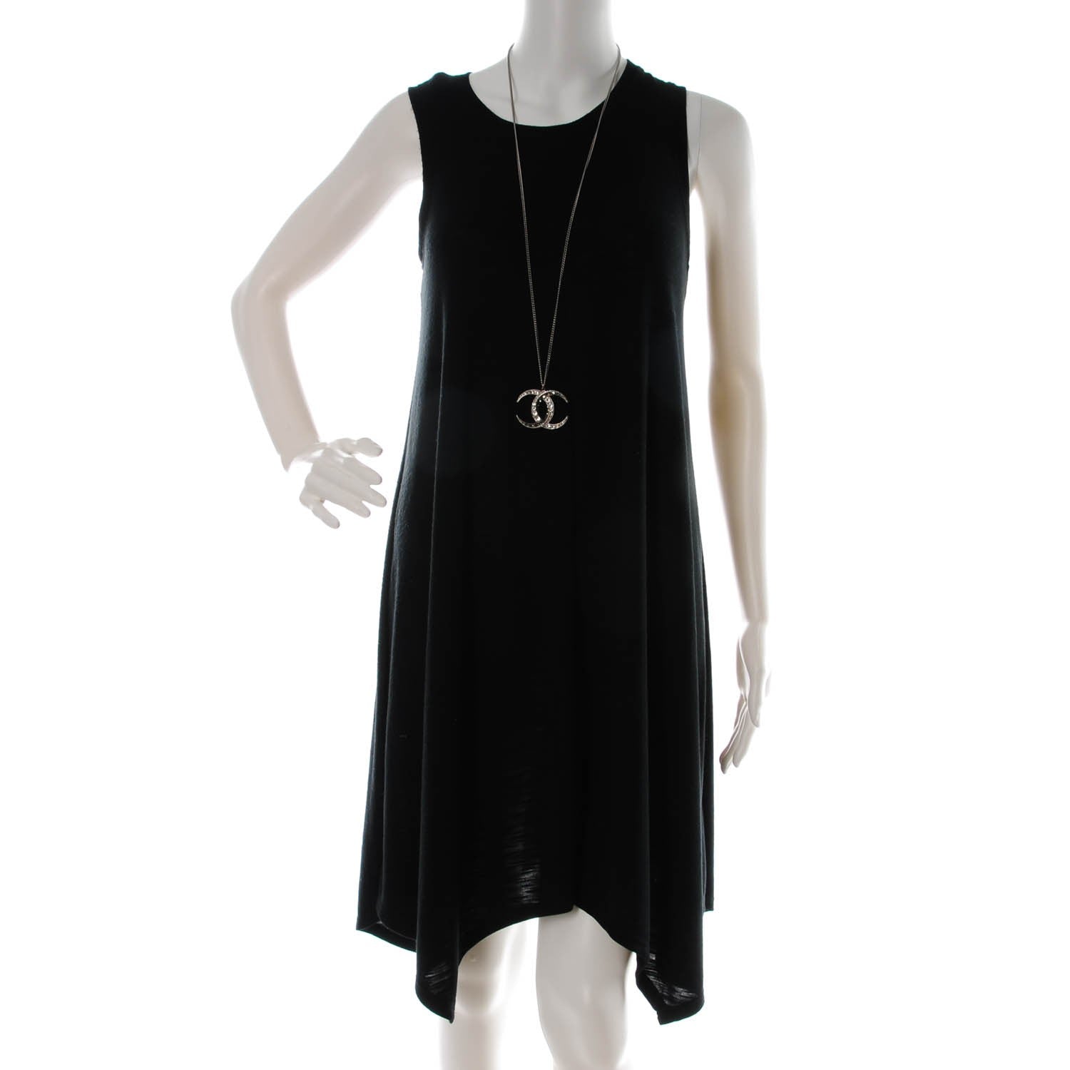Chanel Baguette Crystal CC Necklace Silver 2 of 5