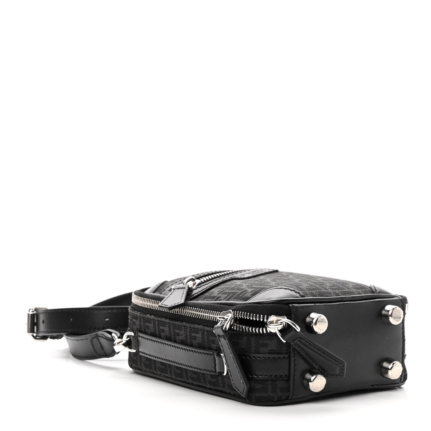 Fendi Recycled Fabric Jacquard Vitello Astro Micro FF Mini Trolley Bag Asfalto Black 4 of 10