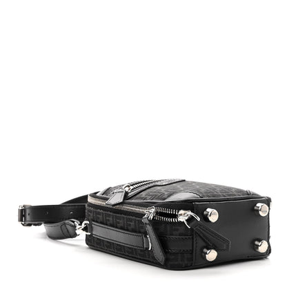 Fendi Recycled Fabric Jacquard Vitello Astro Micro FF Mini Trolley Bag Asfalto Black 4 of 10