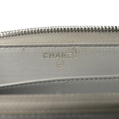 Chanel Canvas Deauville Zip Around Wallet Grey 6 of 10