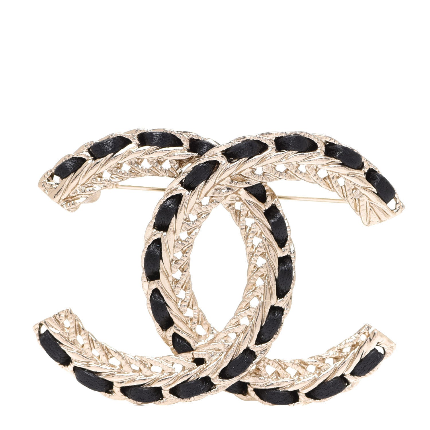 Chanel Lambskin Chain CC Brooch Black Gold 1 of 5