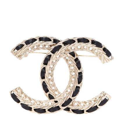 Chanel Lambskin Chain CC Brooch Black Gold 1 of 5