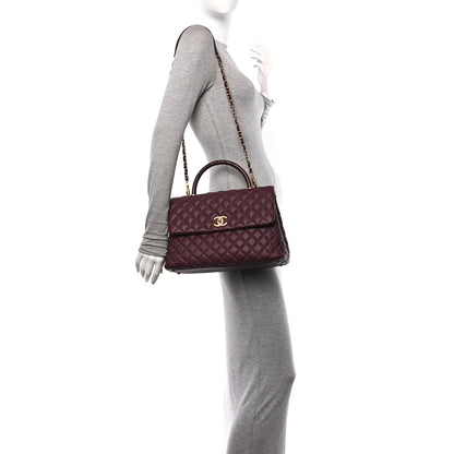Chanel Caviar Lizard Quilted Medium Coco Handle Flap Burgundy 2 of 12