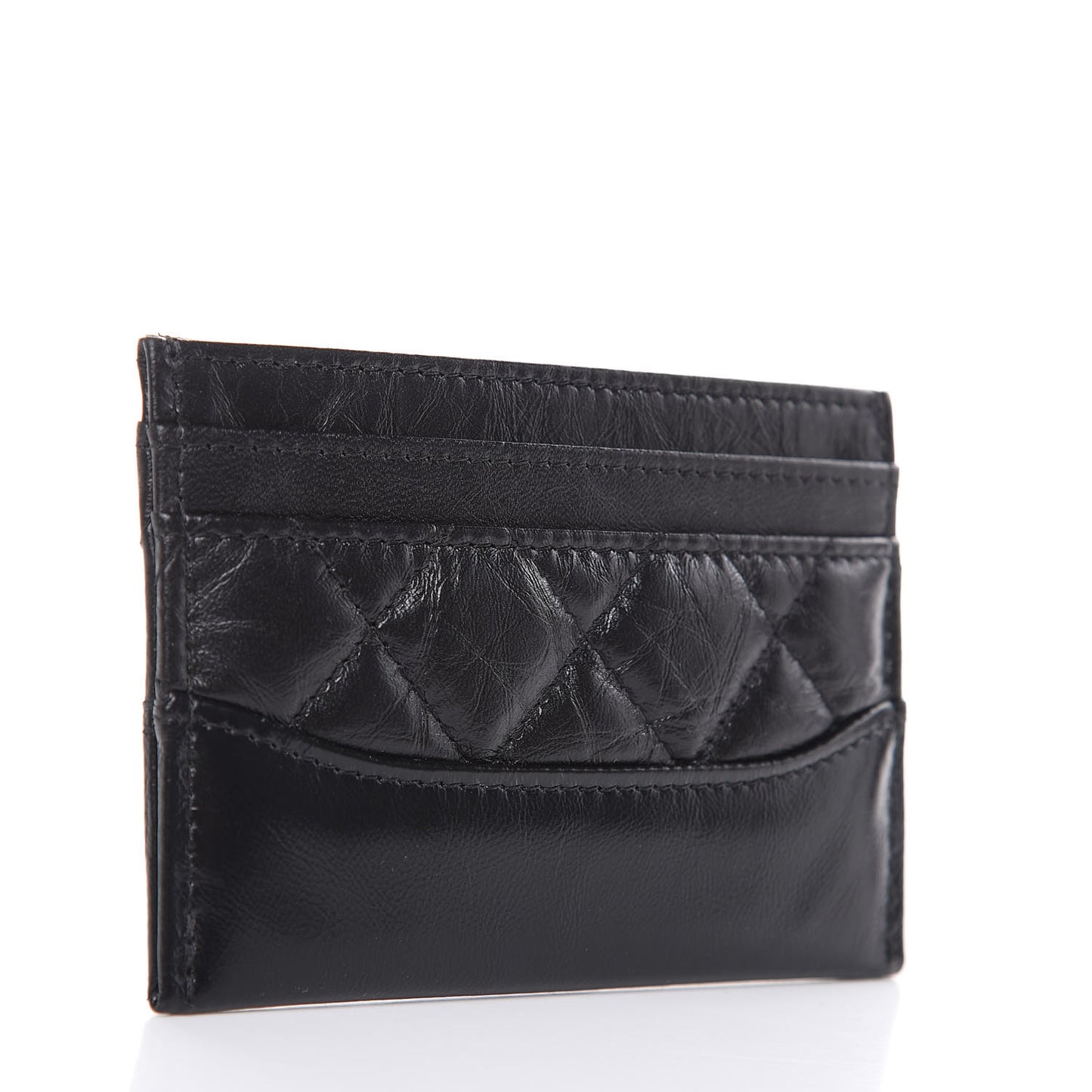 Aged Calfskin Smooth Calfskin Quilted Gabrielle Card Holder So Black