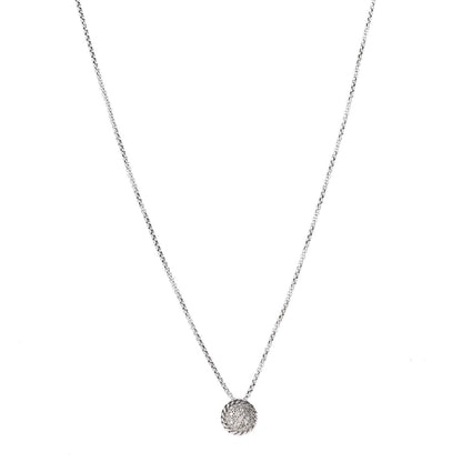 David Yurman Sterling Silver Diamond 8mm Petite Chatelaine Pave Pendant Necklace 1 of 4