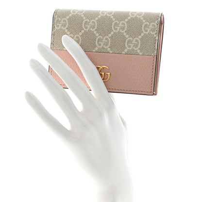Gucci Dollar Calfskin GG Supreme Monogram GG Marmont Card Case Perfect Pink Beige Mystic White 2 of 7