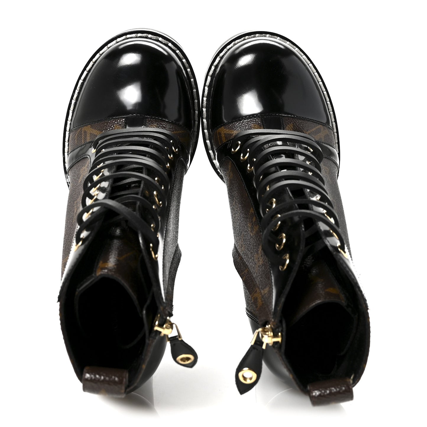 Patent Calfskin Monogram Star Trail Ankle Boots 39 Black