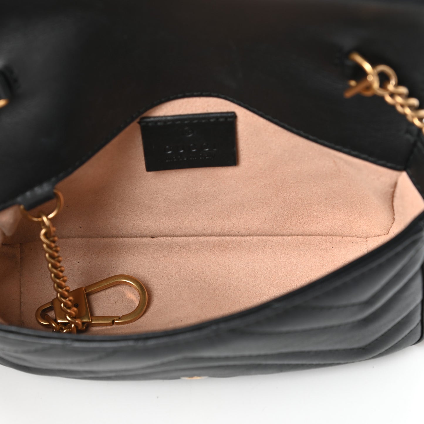 Calfskin Matelasse Super Mini GG Marmont Shoulder Bag Black
