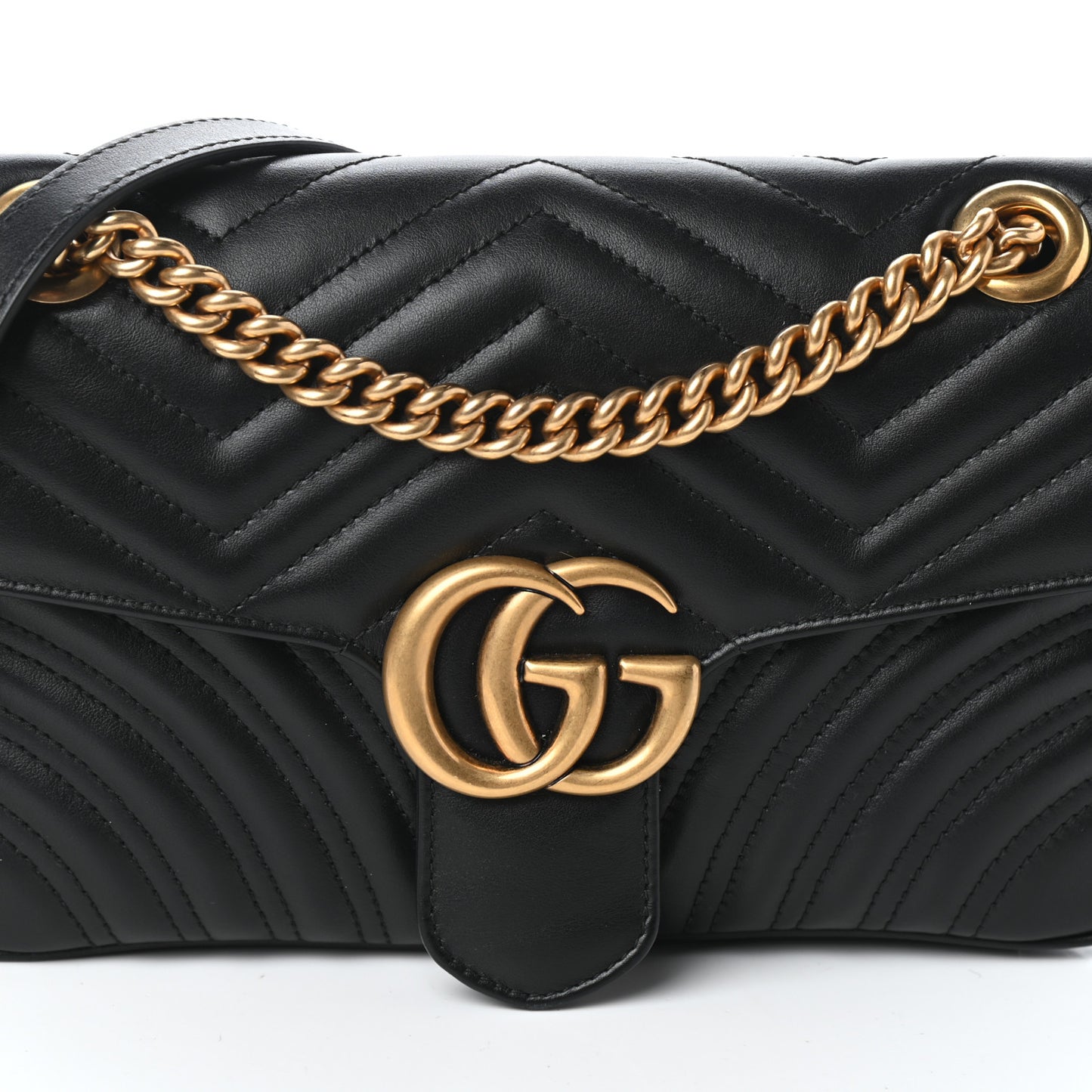 Calfskin Matelasse Small GG Marmont Shoulder Bag Black