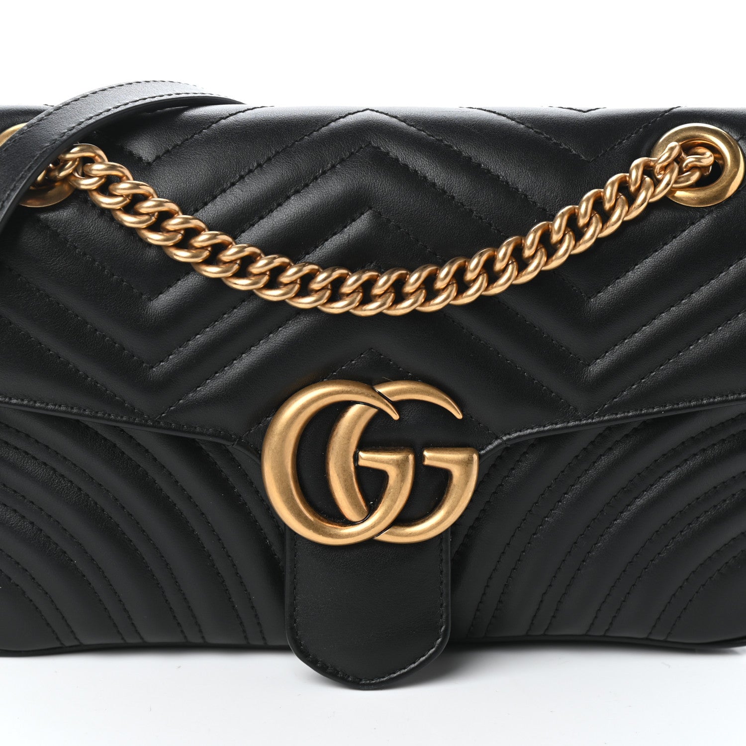 Gucci Calfskin Matelasse Small GG Marmont Shoulder Bag Black 7 of 9