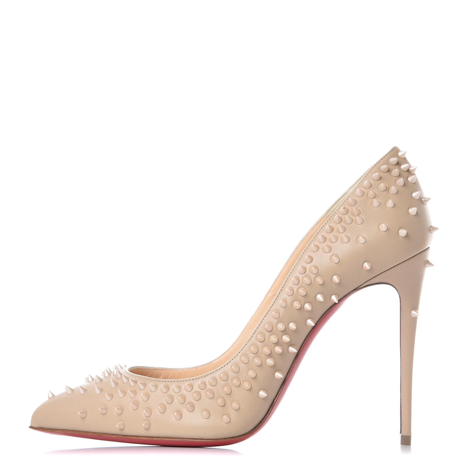 Christian Louboutin Nappa Studded Escarpic 100 Pumps 37.5 Nude Apricot 1 of 8