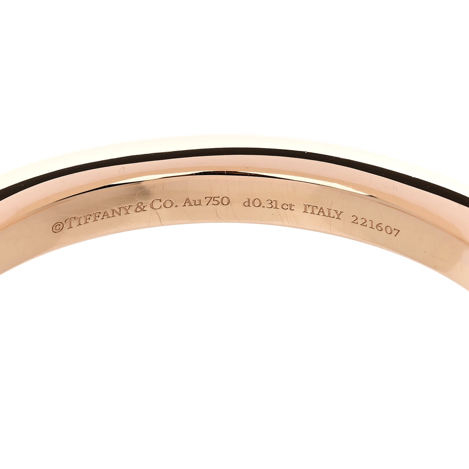 Tiffany 18K Rose Gold Diamond Tiffany Lock Bangle Bracelet 3 of 5
