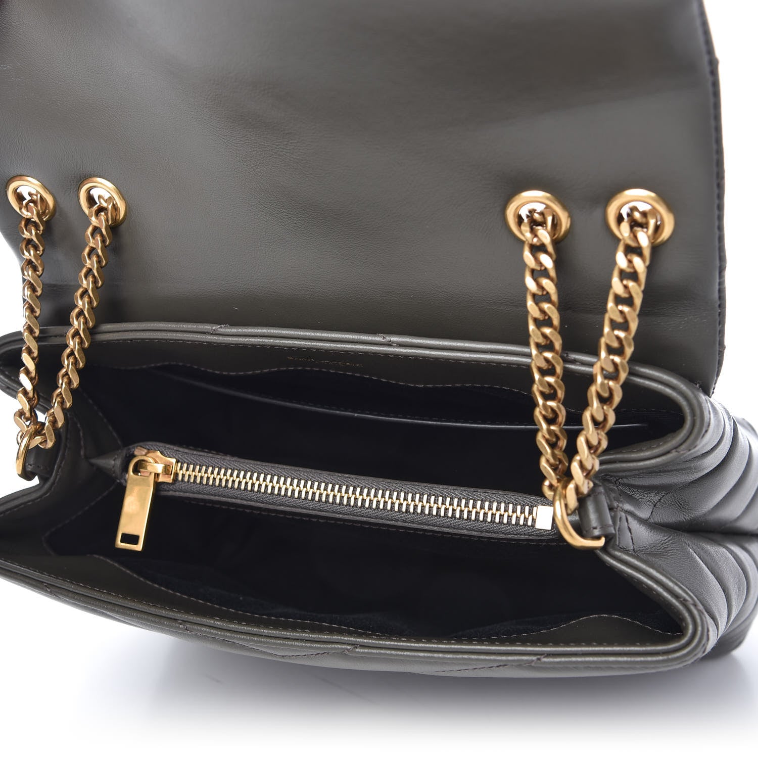 Saint Laurent Calfskin Y Quilted Monogram Small Loulou Chain Satchel Pebble 5 of 11