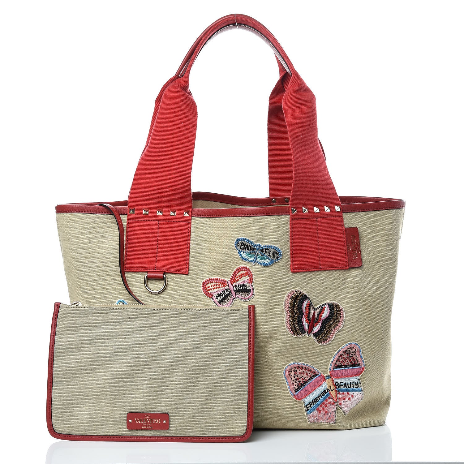 Valentino Garavani Canvas Butterfly Embroidered Grande Plage Tote Sand Multicolor 3 of 12