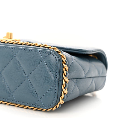 Chanel Caviar Quilted Camellia Chain Around Flap Blue 10 of 10