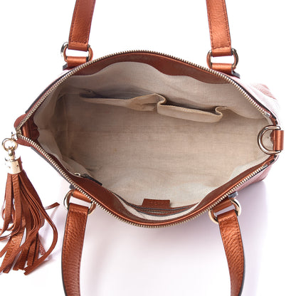 Gucci Metallic Cellarius Calfskin Small Soho Top Handle Satchel Burnt Orange 5 of 13