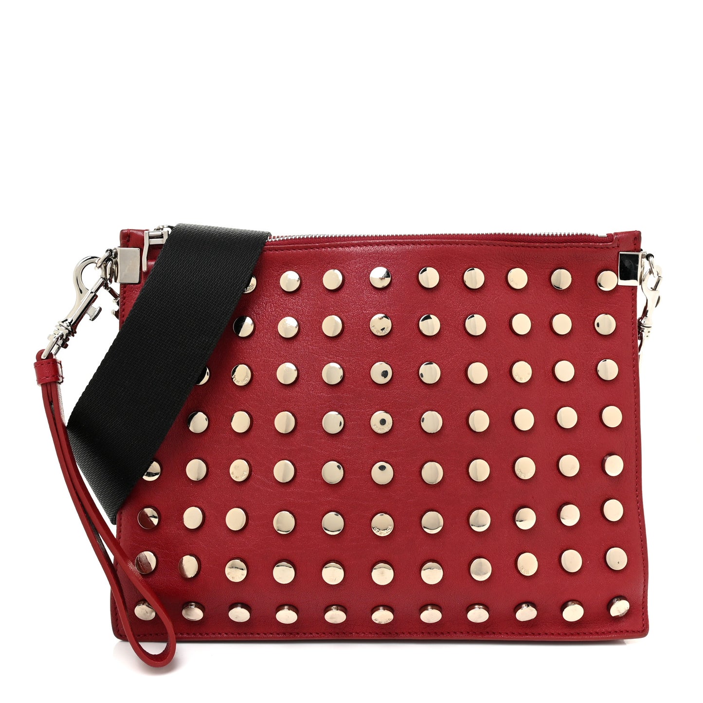 Calfskin Studded Crossbody Red
