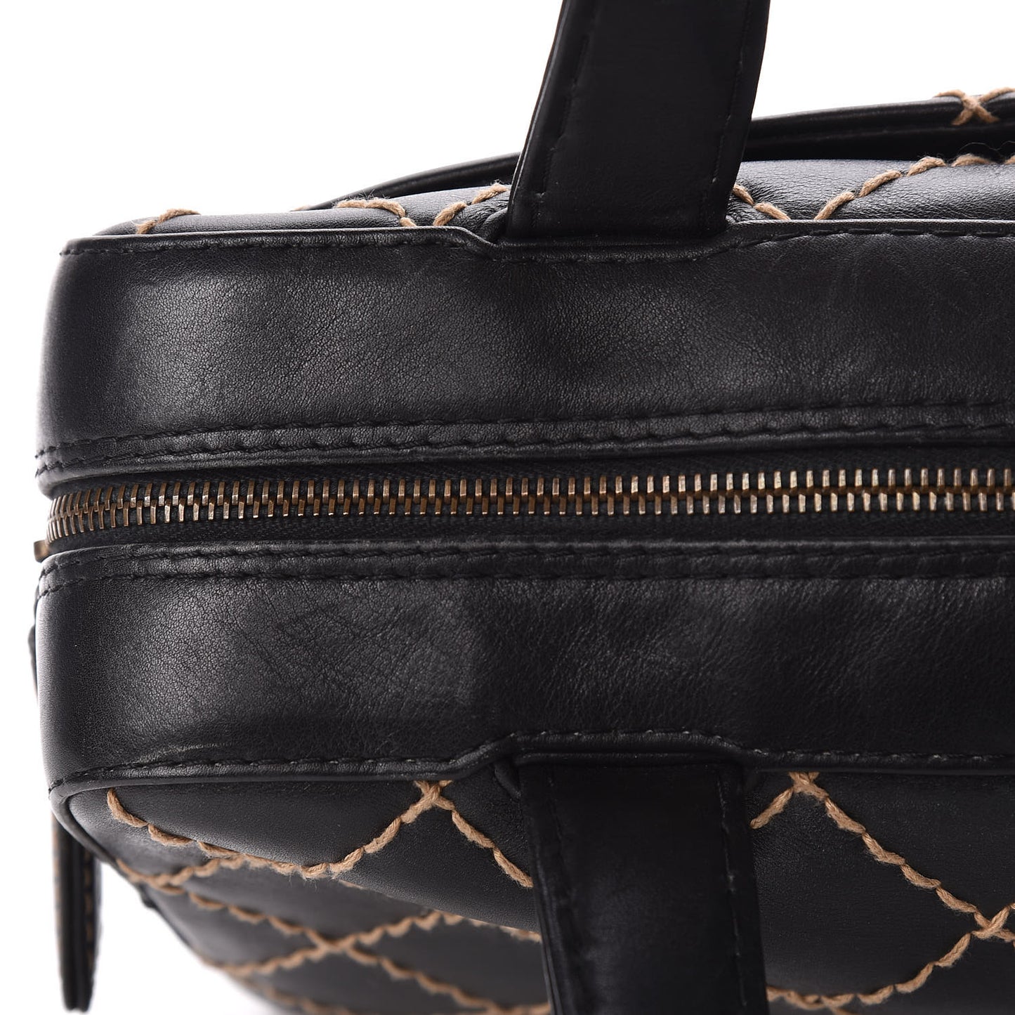 Calfskin Wild Stitch Top Handle Bag Black