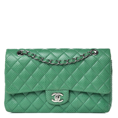 Chanel Lambskin Perforated Medium Double Flap Green 1 of 15
